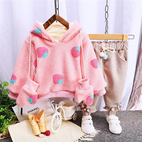 Girls fall/winter plus velvet two-piece set