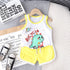 Cartoon round neck sleeveless vest set sports shorts two-piece set