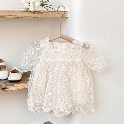 Baby Sister Princess Lace Two-layer Jumpsuit Or Dress