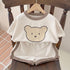 Cartoon Bear Casual Short Sleeve Suit
