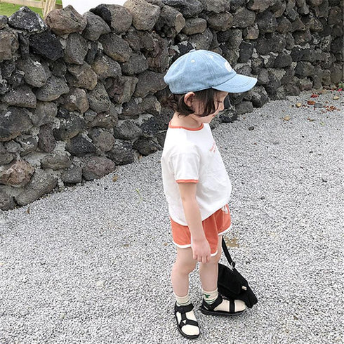 Summer Letter Short Sleeve Shorts Set For Boys And Girls