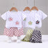 Round Neck Short Sleeve Suit Baby Casual Plaid Shorts Two-piece Set