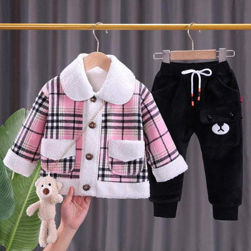 Winter girls suit padded two-piece set