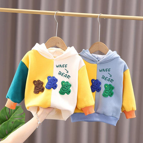 Fall/winter baby plus velvet padded hooded vests