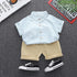 Summer boys solid color striped lapel two-piece set