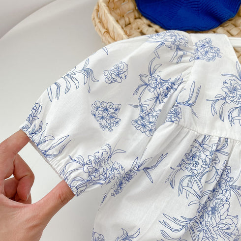 Square collar green flower printed long sleeve ha triangle jumpsuit climbing suit