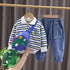 Spring and Autumn Boys Long Sleeve Set Two-Piece With Satchel