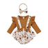 Cotton Pit Strip Long Sleeve Top + Suspender Skirt Set