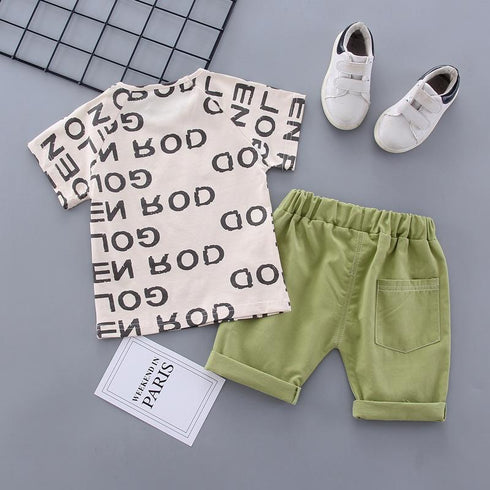 Summer boys letter short sleeve suit
