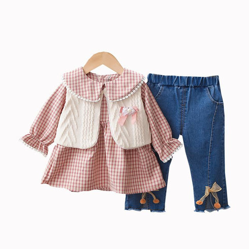 Girl's Jeans Set Three-Piece Set