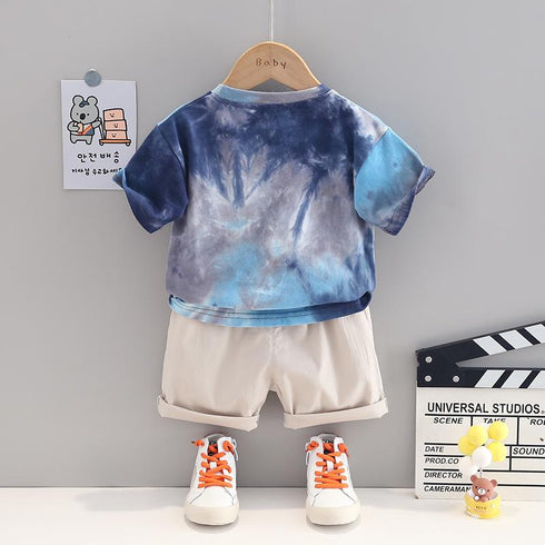 Children's clothing cartoon suit boy short sleeve handsome two-piece set