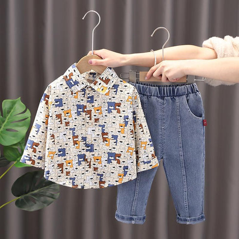 Boys spring and autumn suit two-piece set