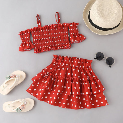 Summer Polka Dot Print Skirt Set