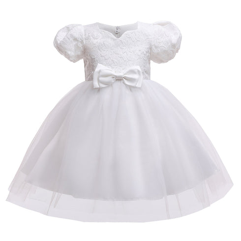 Children's Bubble Sleeve Mesh Dress Skirt