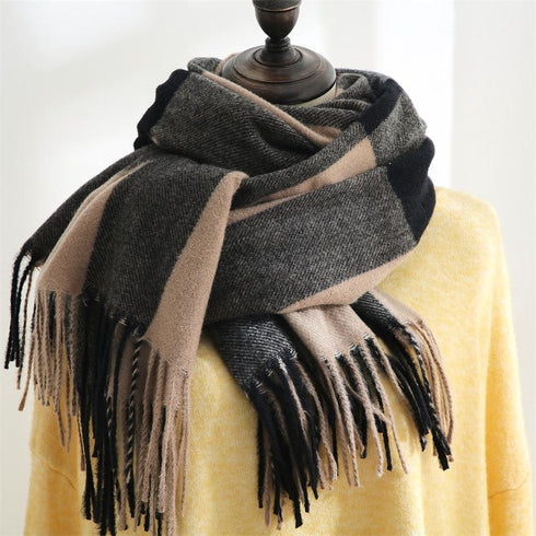 Fashion Plaid Scarf Sweet Cashmere Scarf Thickened Warm Shawl