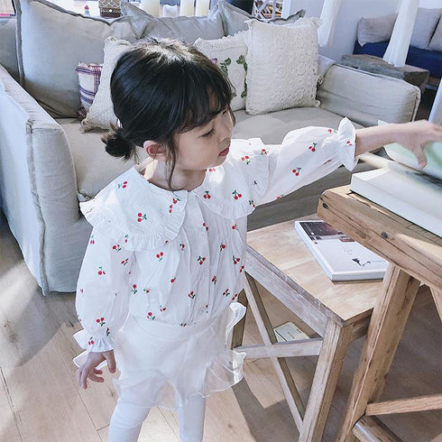 Girls Long Sleeve Shirt 2022 Spring And Autumn New Foreign Style Girls Floral Shirt Sweet Doll Shirt