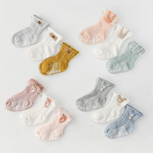 Children's Breathable Mesh Non Slip Socks (three Pairs)