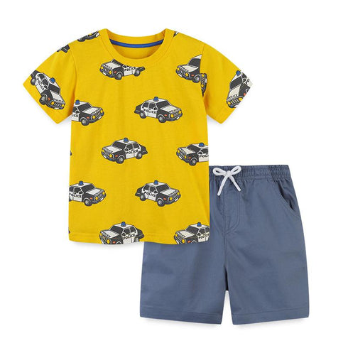 Children's Car Design Short Sleeve Two-piece Set