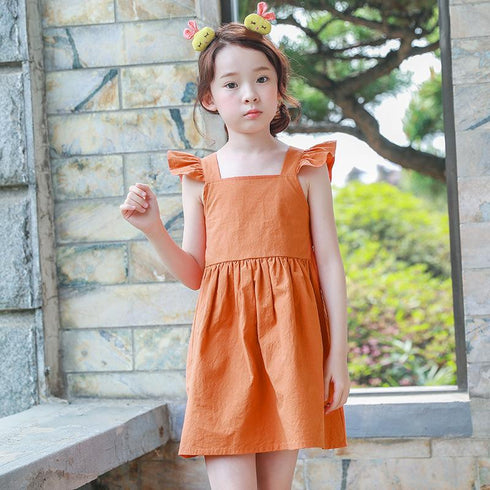 Summer New Children's Wear Dress Bow Girl Flying Sleeve Children's Dress
