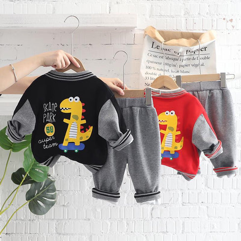 Children's Spring and Autumn Baseball Suit Set of Three