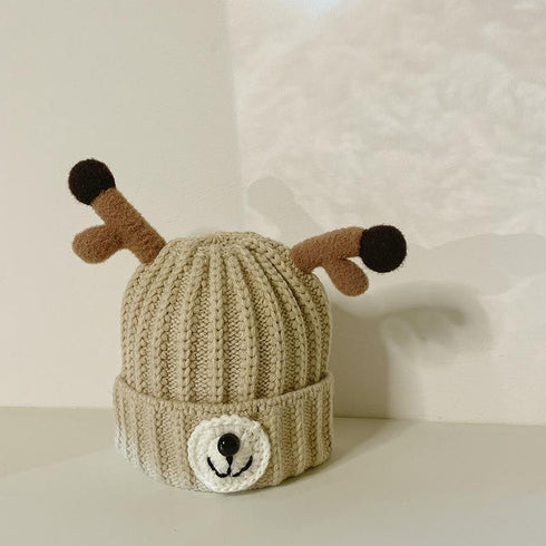 Children's Wool Hat Cute Antler Pullover Hat In Autumn And Winter Circumference 18.9-20.5 inch