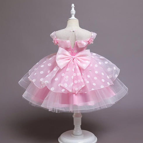 Princess Dress Wave Point Bow Full Dress