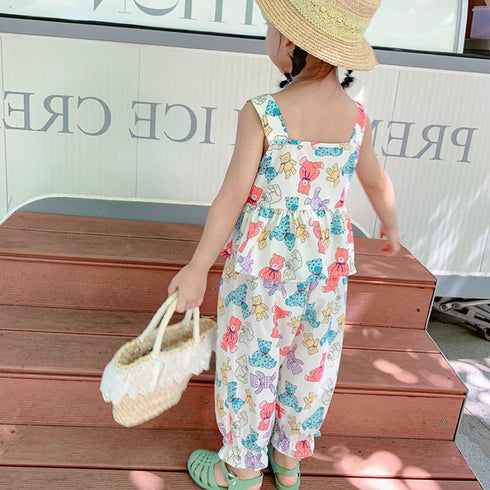 Girls' Summer Cartoon Bear Set