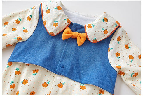 Autumn Baby Girl Flower Ha Clothes Outside Suit Jumpsuit