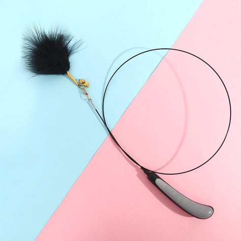 Super long soft rod telescopic feather teasing cat stick sound bell cat toy