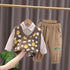 Children spring and autumn long sleeve shirt knitted waistcoat sweater vest set of three