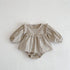Lotus collar striped long sleeve skirt breaded pants two-piece suit