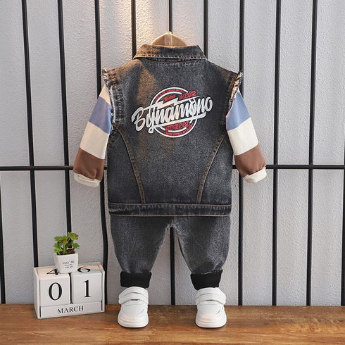 Boys spring and autumn suit set of three