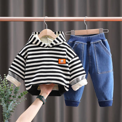 Winter children's velvet sweater suit