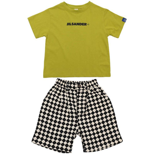 Boys' And Girls' Summer Alphabet T-shirt Checkerboard Pants Set