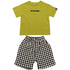 Boys' And Girls' Summer Alphabet T-shirt Checkerboard Pants Set