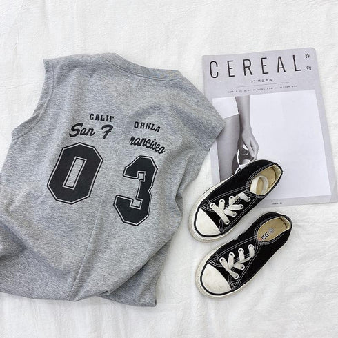 Children's Back Printed Sleeveless Vest Skirt