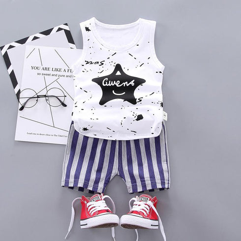 Summer Boy's Five-pointed Star Vest Set