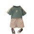 Summer children's solid color letter cotton short sleeve set