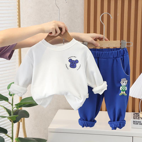 Spring and Autumn Boys Cartoon Long Sleeve Wear Two Pieces