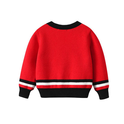 Fall/winter Children Cardigan V-neck Long Sleeve Sweater Coat