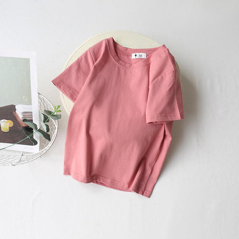 Solid color T-shirt half sleeve candy short sleeve