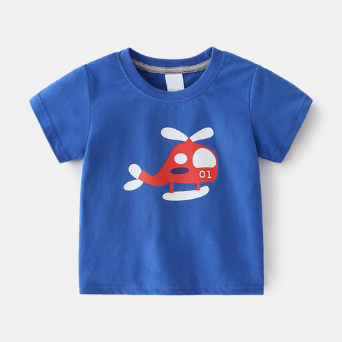 Summer Boys Plane Printed Short Sleeve