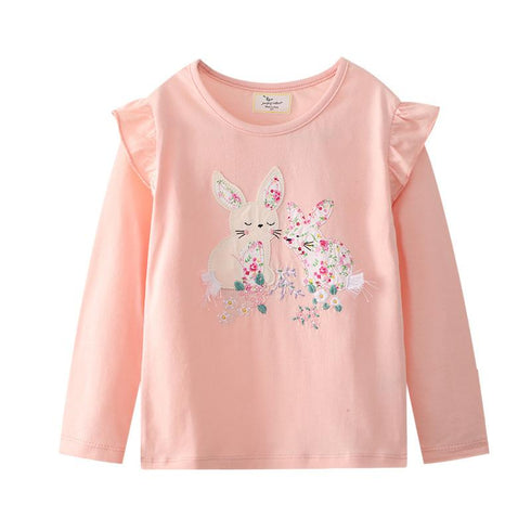 Girls Cotton Long Sleeve T-shirt European And American Style Cartoon Printed Round Neck Jacket