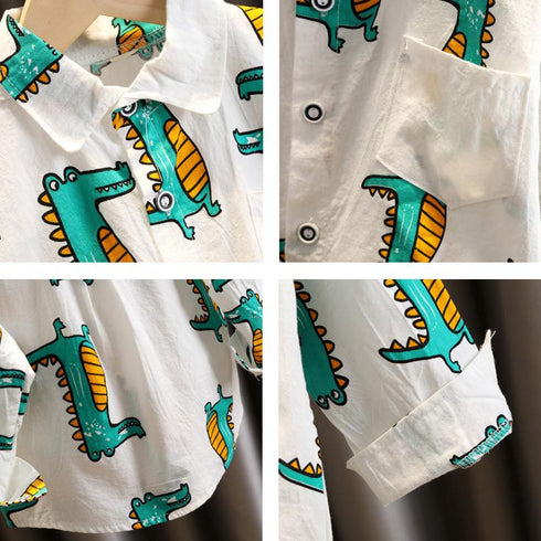 Boys autumn shirt children's clothing thin two-piece set