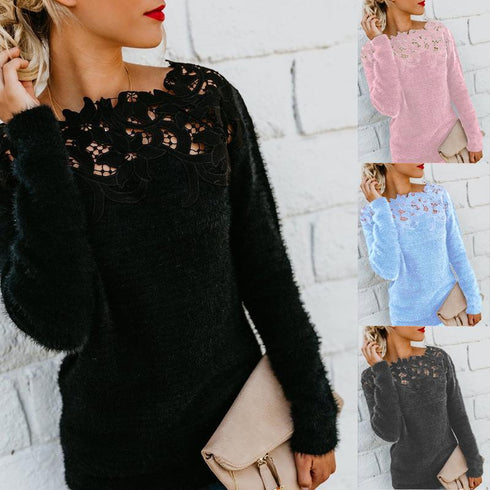 Mosaic Lace Long Sleeve Sweater