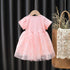 Girl's Love Bow Dress Summer New Girl's Western Style Mesh Princess Dress
