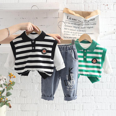 Spring and Autumn Boys Vest Three-Piece Set