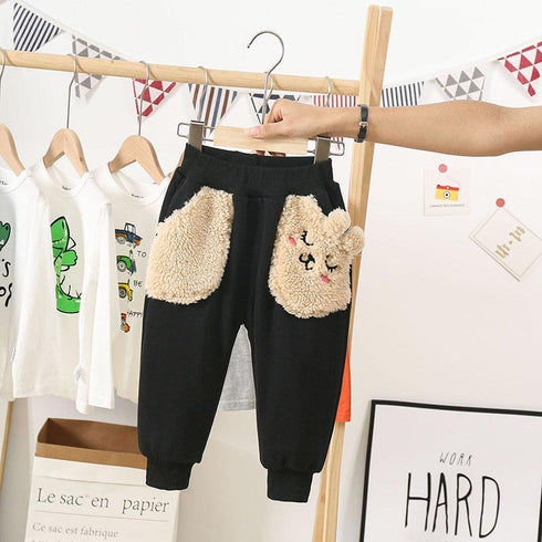 Autumn and winter girls plus velvet cartoon pants