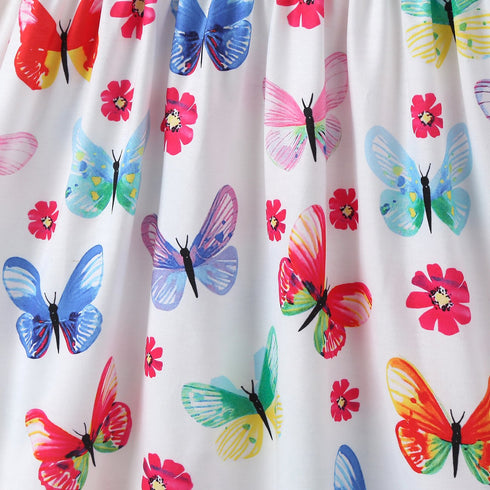 Summer Girls' Flying Sleeve Colorful Butterfly Princess Skirt