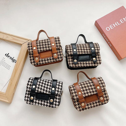 Retro Houndstooth Mini Crossbody Bag